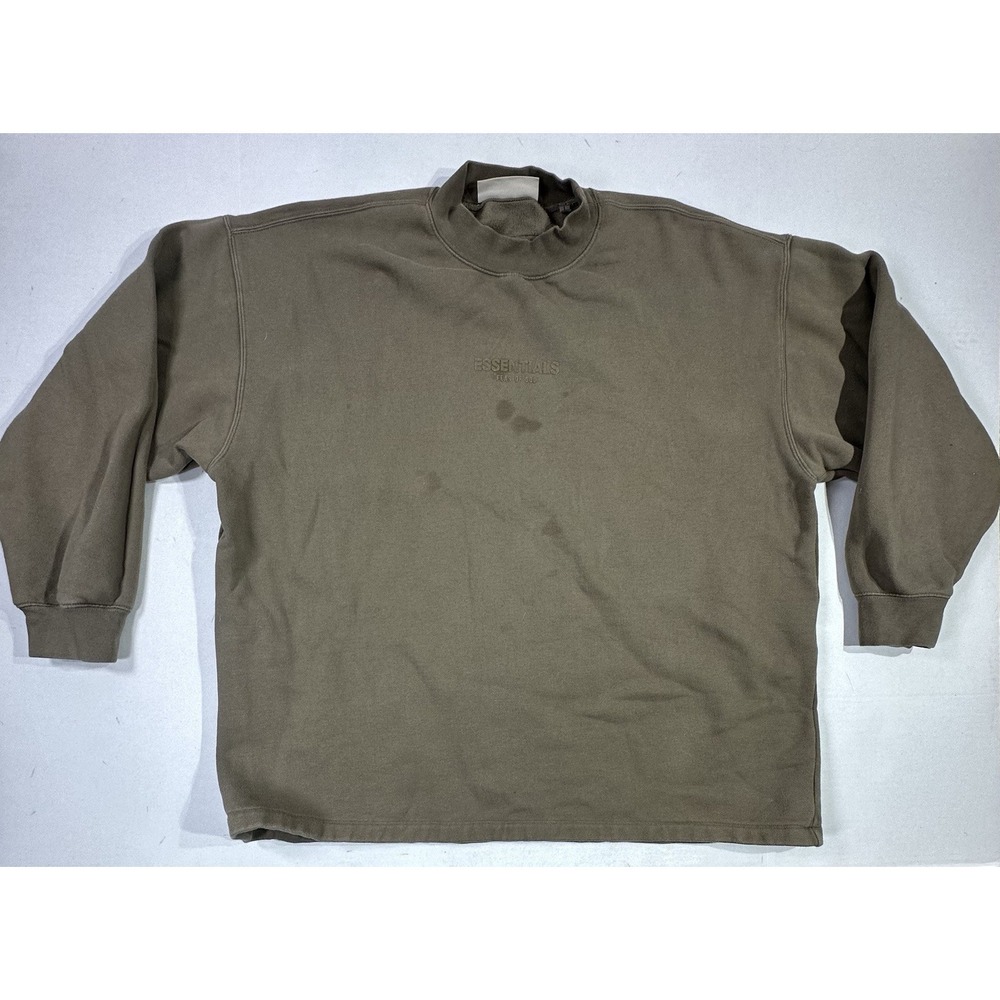 Fear of God Essentials Crewneck Sweatshirt Brown Large FOG Distressed Pullover